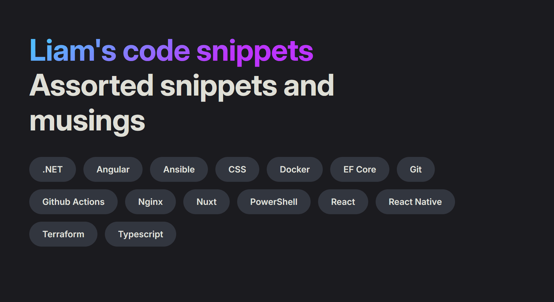 Liam's Code Snippets